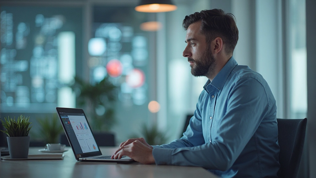 Аналитик работает с метриками социальных сетей, отслеживая эффективность кампаний на мониторе