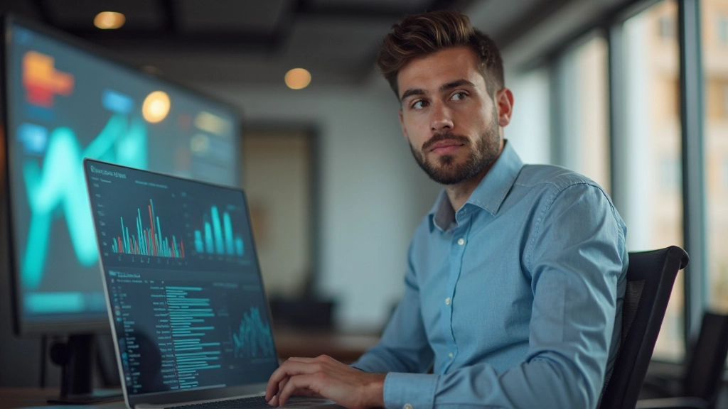 Компьютерный экран с таблицей ключевых метрик маркетинговой кампании и цифровыми показателями